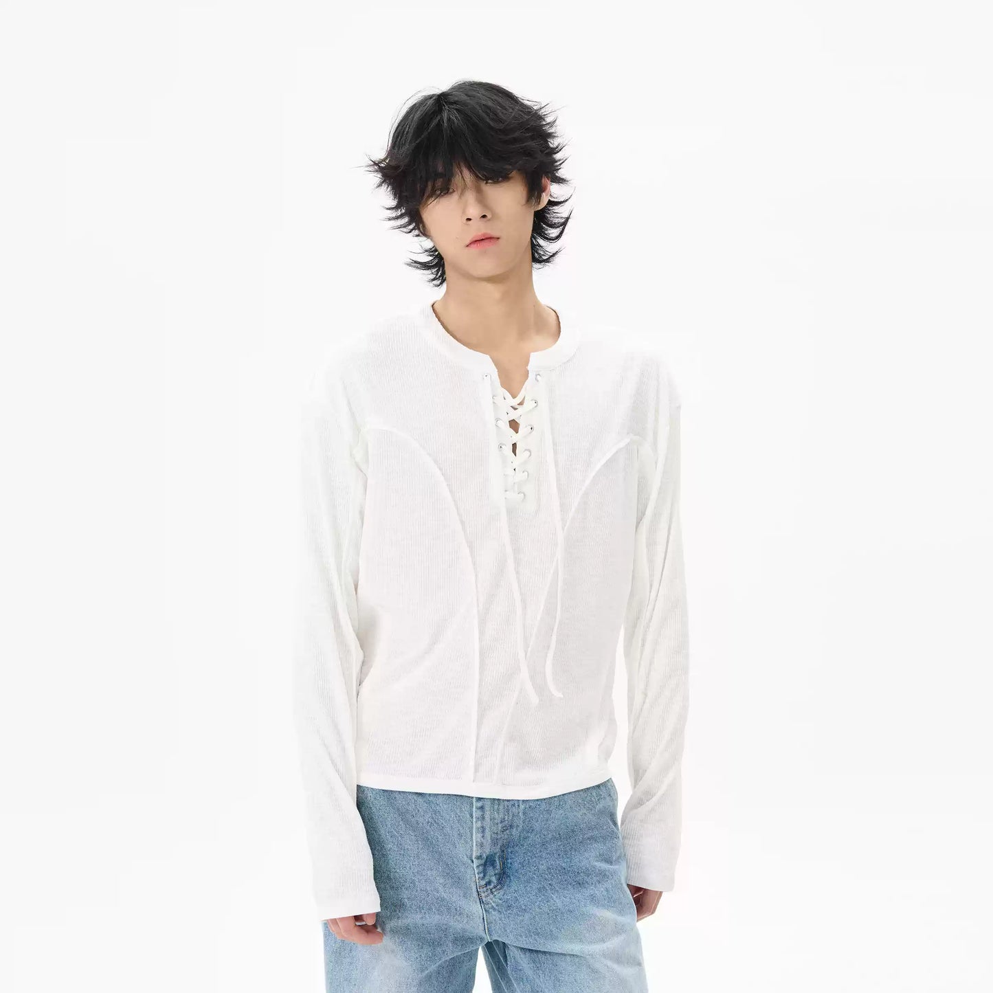 Crisscross Lace Up Longsleeve Shirt