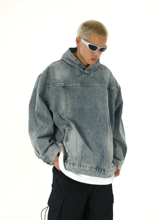 Denim Pullover Hoodie