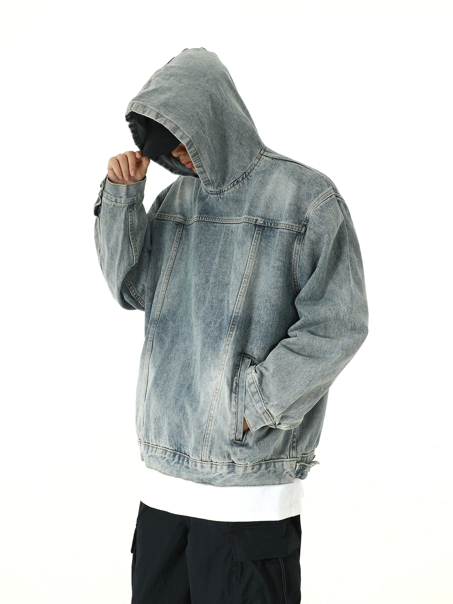 Denim Pullover Hoodie