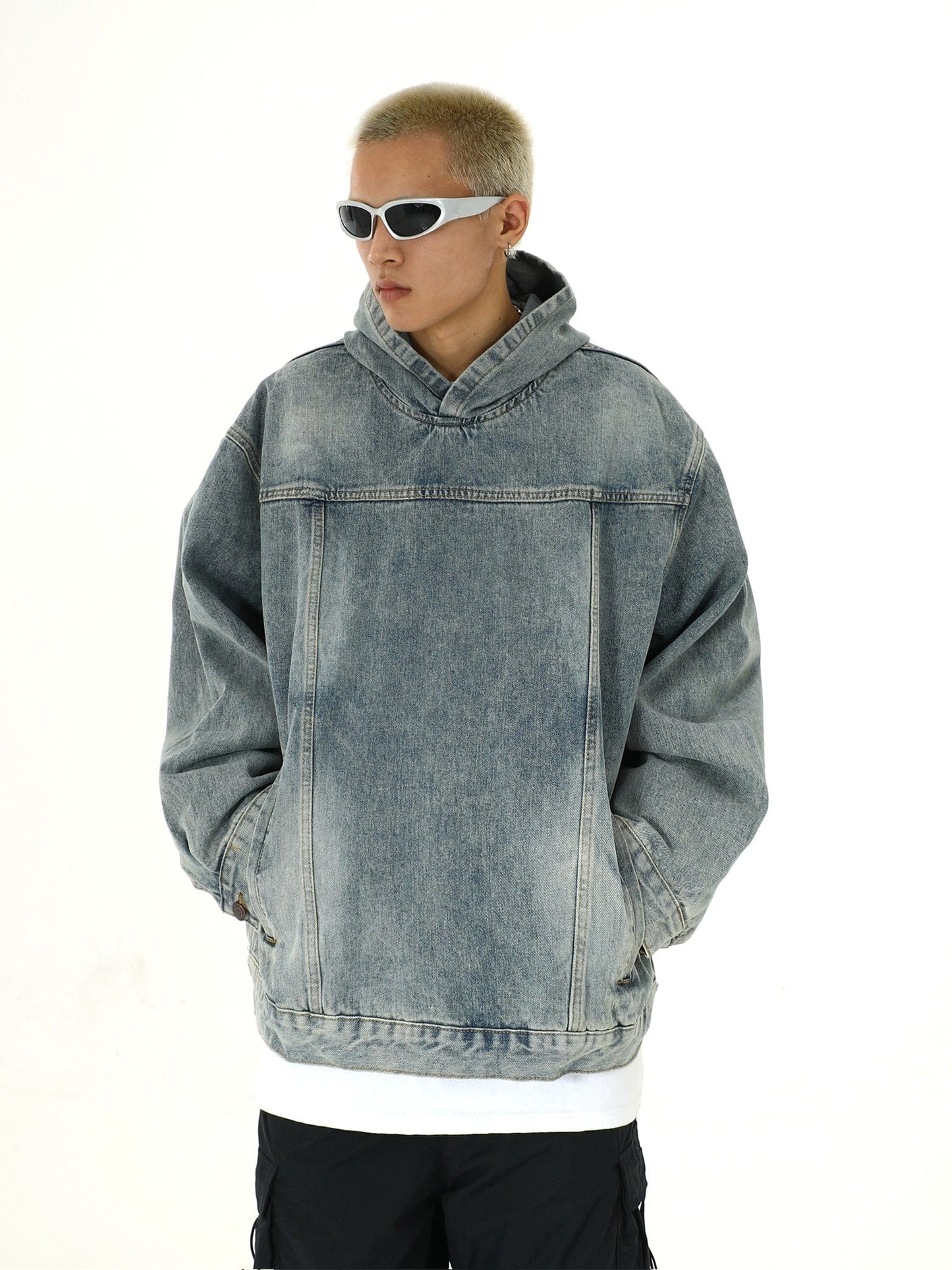 Denim Pullover Hoodie